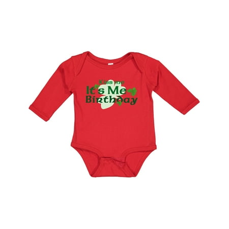 

Inktastic Kiss Me Irish Birthday Gift Baby Boy or Baby Girl Long Sleeve Bodysuit