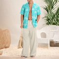 thumbnail image 6 of LWavelet Mens Linen Wide Leg Pants Elastic Waist Button Detail Summer Pants Khaki 3XL, 6 of 6
