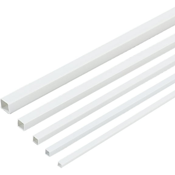 30pcs Plastic Square Bar Rods White Plastic Square Tubes 5 Sizes Square Hollow Tube Plastic Rods for DIY Building Making Architectural Model Making - 3/4/5/6/8mm