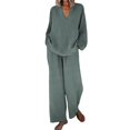thumbnail image 2 of GZWYHT Two Piece Sets for Women Lounge Sets for Women Womens 2 Piece Cotton Linen Sets Plus Size Outfits Long Shirts Long Pants Sweatsuits Two Piece Sets for Women Summer Sets for Women Green S, 2 of 4
