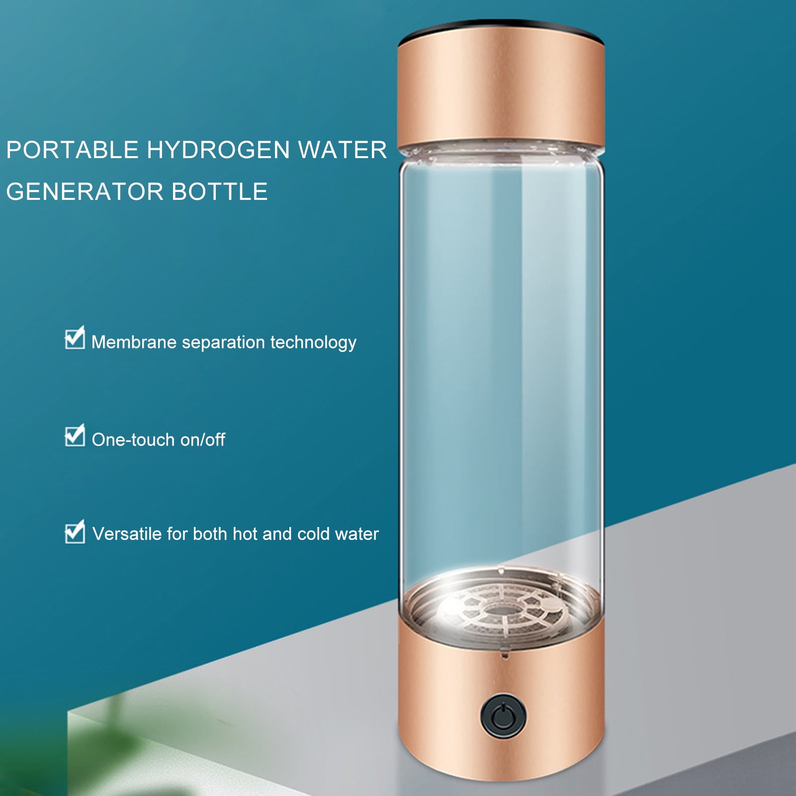 Homelife Portable Hydrogen Rich Water Cup Leak-proof Transparent Glass Water Bottle Hydrogen & Oxygen Separation Smart Water Kettle for Outdoor Travel Camping Hiking
