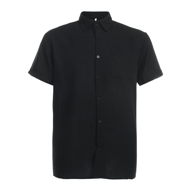 ITFABS Chemise d'Été Homme Monochrome à Manches Courtes, Tissu de Dessus de Poche en Lin