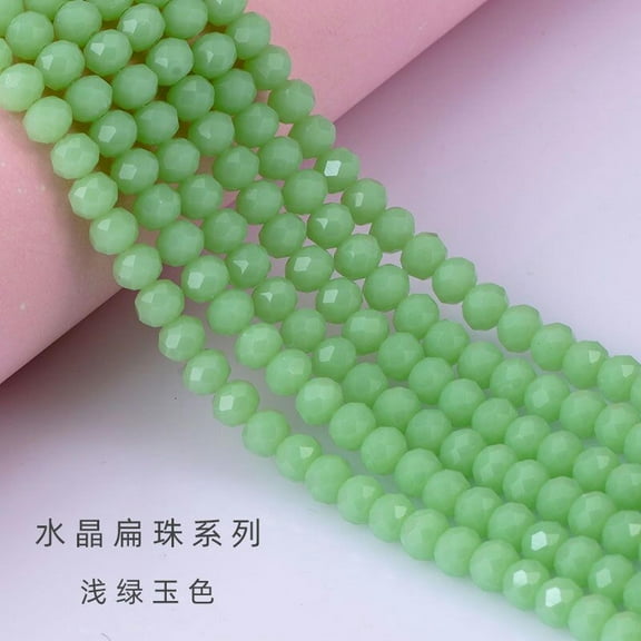 HOOUN 1000pcs 4/6/8MM Faceted Glass Crystal Rondelle Beads Loose Spacer Beads DIY-Light jade green-8MM