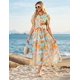 thumbnail image 2 of Vestido GRACE KARIN para mujer, maxi en forma de A, floral y fluido, para mujer, 2 of 7