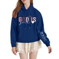 thumbnail image 2 of NinXxx Women's DOD IS GOOD Long Sleeve Hooded Pullover Hoodie Blue L, 2 of 4