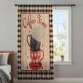 thumbnail image 3 of Vintage Coffee Semi Sheer Curtains Drapes for Living Room, Bedroom, French Doors Window 108 Inches Long, Farmhouse Red White Cups Black Plaid Rod Pocket Chiffon Curtain Drapery Voile Draperies Panel, 3 of 8