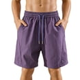 thumbnail image 6 of Besolor Workout Shorts for Men Wide Leg Drawstring Elastic Waist Quick Dry Breathable Athletic Hiking Shorts with Pockets(3X-Large,Purple), 6 of 7