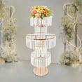 thumbnail image 4 of Round Tall Acrylic Flower Vase,Gold Flower Display Table Flower Vase,Elegant Crystal Chandelier Vases,for Wedding Party Event Decoration (Gold-43.3 Inches ), 4 of 17