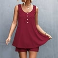 thumbnail image 2 of ShomPort 2 Piece Set for Women Summer Pajama Suits Scoop Neck Sleeveless Tunics and Wide Leg Shorts Casual Outfits, 2 of 6