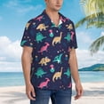 thumbnail image 2 of Lsque Cartoon Dinosaur pattern Hawaiian Shirt for Men, Unisex Summer Beach Casual Short Sleeve Button Down Shirts-Medium, 2 of 9