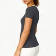 thumbnail image 4 of Zpzdpjkx Womens Tops 2026 Short Sleeve Deep V Neck Tee Shirts Summer Ribbed Slim Fit Knit Tunic Blouse, 4 of 6