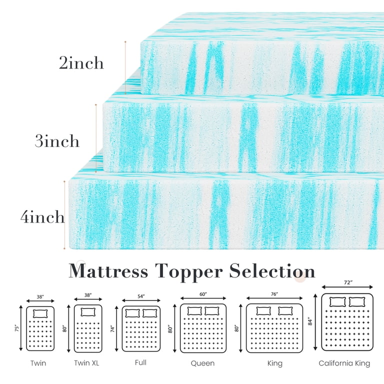 Jioabl 2 Inch Memory Foam Mattress Topper with Cooling Gel, Full photo 6