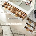 thumbnail image 4 of OKD Makeup Vanity Table with Lighted and Mirror, Glass Top Vanity Desk with 5 Drawers & Charging Station for Bedroom,White, 4 of 8