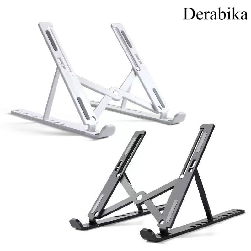 Derabika Stands Adapted for Tablet Computers, Adjustable Foldable Aluminum Laptop Stand, Portable Ergonomic Desktop Holder for Tablets & Laptops, Heat Dissipation Design