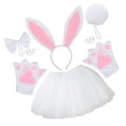 ROBOT-GXG Bunny Headband Set - Cute Bunny Rabbit Costume Set with Ears Headband and Bowties and Tail and Gloves and Skirt Halloween Costume Assesories Party Cosplay Costume Accessory