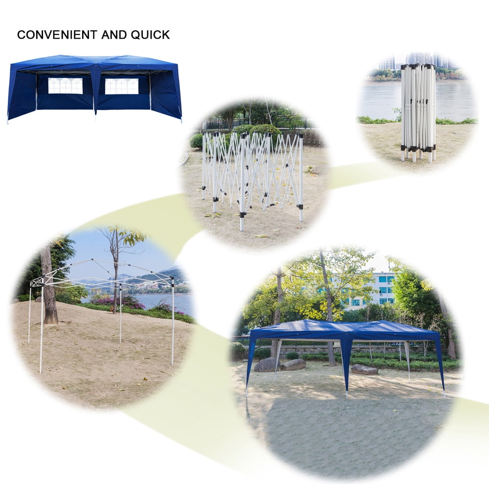 Kepooman 3 x 6m Canopy Party Tent, Outdoor Canopy, Instant Canopy with Two Windows & Spiral Tubes, Waterproof Camping Canopy for Party/ Exhibition/ Picnic, Blue Kepooman 3 x 6m Canopy Party Tent, Outdoor Canopy, Instant Canopy with Two Windows & Spiral Tubes, Waterproof Camping Canopy for Party/ Exhibition/ Picnic, Blue