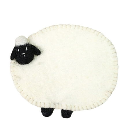 

Cute Cartoon Kitchen Cup Pad Heat Insulated Wool Felt Coaster Home Photo Props Sheep Placemat Table Mat WHITE