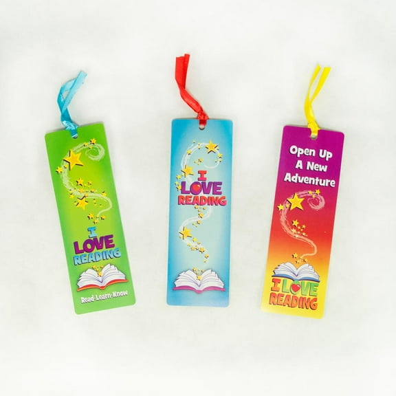 Fun Express I Love Reading Bookmarks with Tied Ribbon Assorted Colors 24 Count