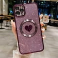 thumbnail image 6 of Compatible with iPhone 11 Pro Max 6.5 Inch Case with Magsafe, Plating Heart Glitter Magnetic Case for Women Girl TPU Camera Protection Back Cover for iPhone 11 Pro Max Purple, 6 of 14