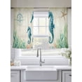 thumbnail image 5 of Vintage Ocean Sheer Curtains 54 Inch Long 2 Panels, Seahorse Starfish Seagrass Compass Nautical Light Filtering Rod Pocket Curtains, Sheer Voile Drapes for Living Room Bedroom, 52"x54", 5 of 8
