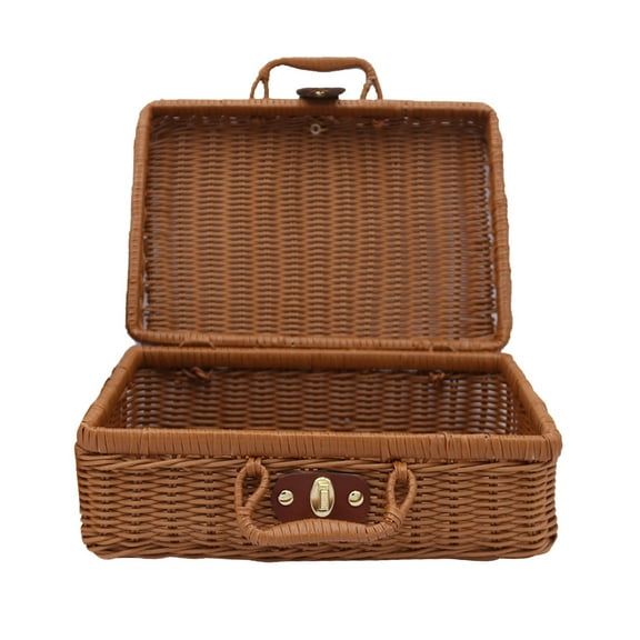 FUEENIRVA Light Brown Woven Storage Box for Efficient Home Storage and Easy Access
