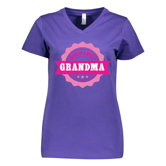 Inktastic Grandparents Day Worlds Best Grandma Women's V-Neck T-Shirt