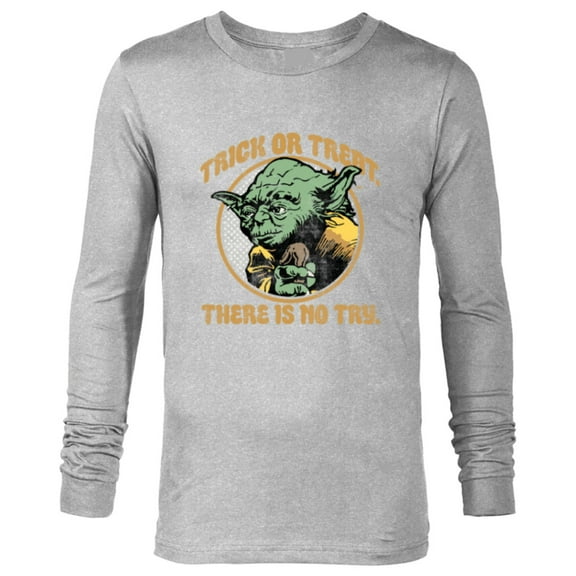 Star Wars Yoda Trick or Treat There is No Try - Long Sleeve T-Shirt for Men - Customized-Athletic Heather
