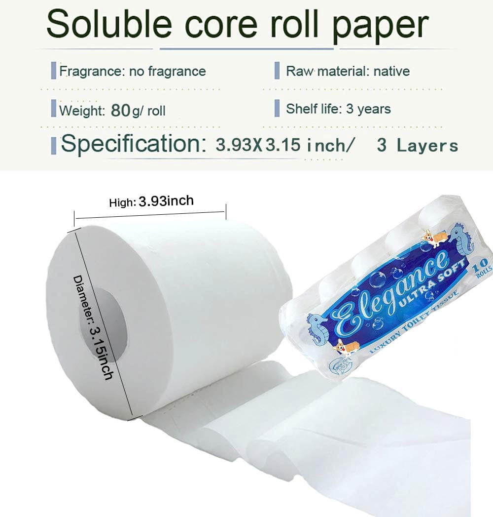 Paper Towels, Soft Degradable Highly Absorbent 3 Layer Paper, 10 Toilet Paper Regular Rolls for Home Office