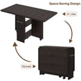 thumbnail image 2 of Brown foldable kitchen mesa para 4 con 2 almacenamiento estantes y 6 wheels - movable y space - saving para small kitchens y dining rooms, 2 of 10