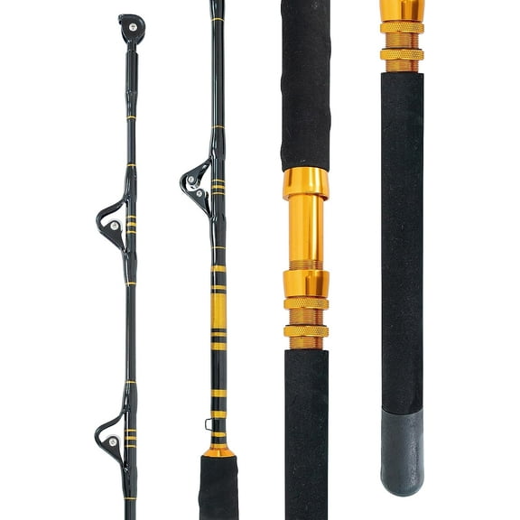 BLUEWING 6’0” Classic Trolling Fishing Rod 1pc Fiberglass Trolling Fishing Rod with Full Stainless Steel Roller Guides Moderate Fast Action, 30-50lbs