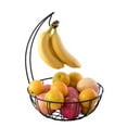 thumbnail image 2 of Basicwise QI003494 Panier à Fruits en Fil Métallique 11 x 15,25 Po avec Porte-Banane, Noir - Rond, 2 of 6