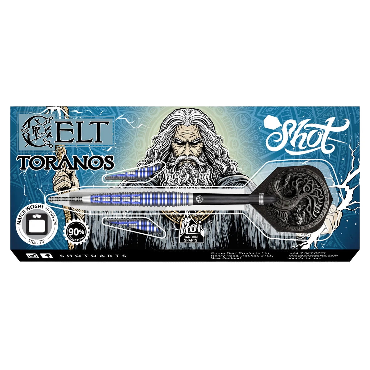 Shot Celt Toranos Steel Tip Dart Set - 90% Tungsten 23gm