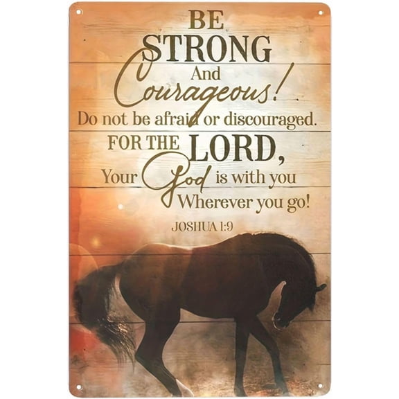 Rustic Horse & Inspirational Bible Verse Metal Tin Sign -12x8 Inch Fade-Resistant Farmhouse Decor for Home Kitchen Bathroom, Pre-Drilled Holes for Easy Hanging, Countryside Aesthetic