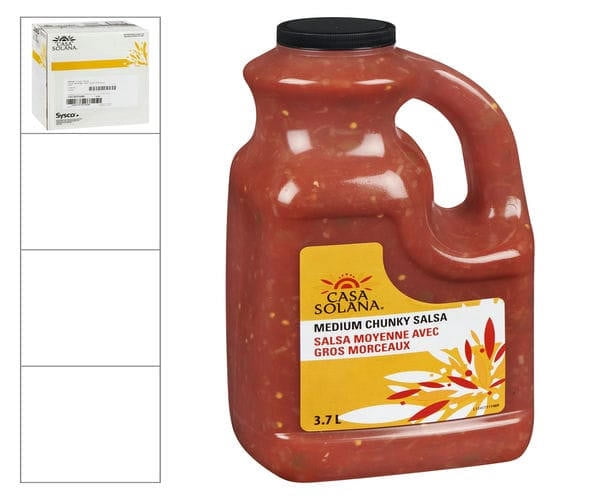 Casa Solana Medium Chunky Salsa, 3.7L/0.9 Gallon, Bulk Size, 2/Case