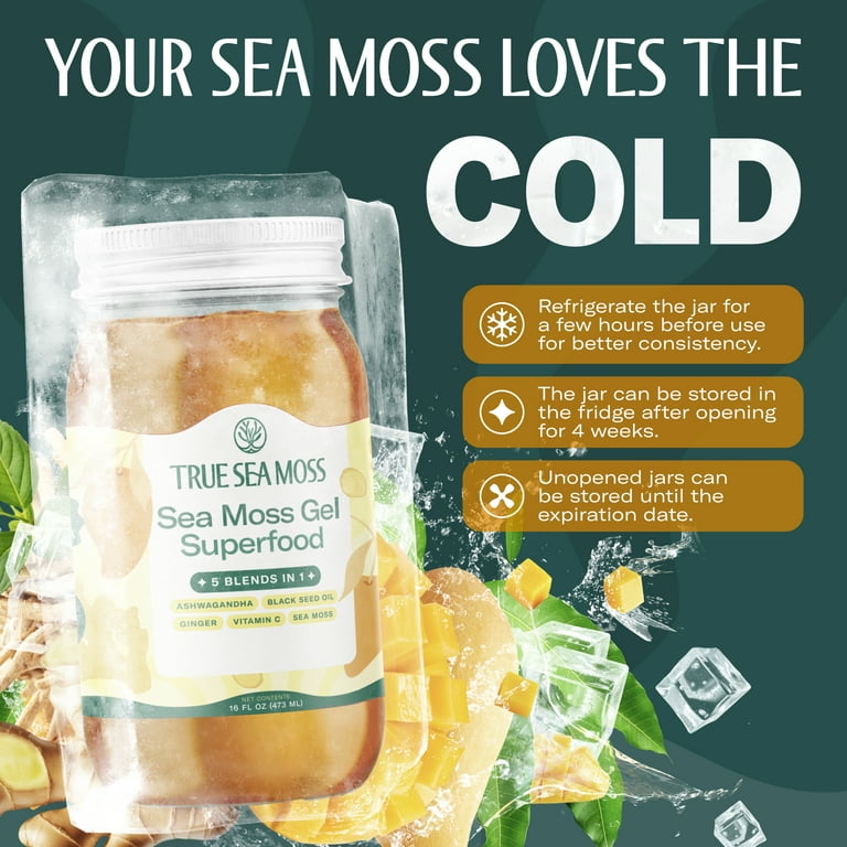 TrueSeaMoss Wildcrafted Irish Sea Moss Gel Superfood - Ashwagandha
