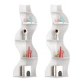 thumbnail image 2 of Yowos Corner Bookcase, 5 Tier Modern White Shelf Set of 2 Wavy Small Storage Rack Stylish Accent for Small Space, Plant Stand, 2 of 9