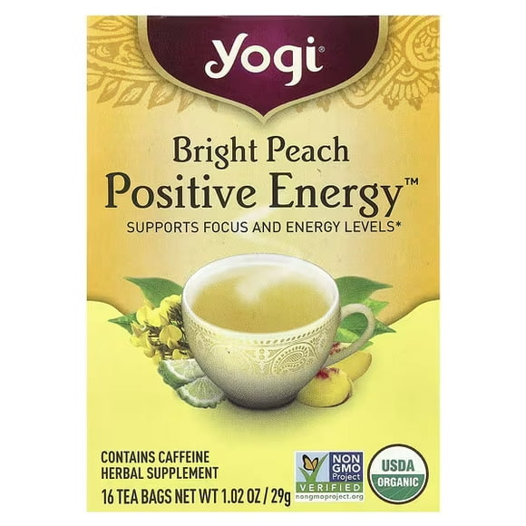 Yogi Tea, Positive EnergyTM, Pêche Éclatante, 16 Sachets de Thé, 1.02 oz (29 g)