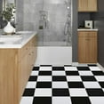 thumbnail image 2 of Abyssaly Vinyl Flooring Peel and Stick Floor Tiles 12 x12 Inches Black and White Checkered Floor Tiles Easy to Install and Waterproof for Bathroom and Kitchen (10 Pcs, Black and White), 2 of 9