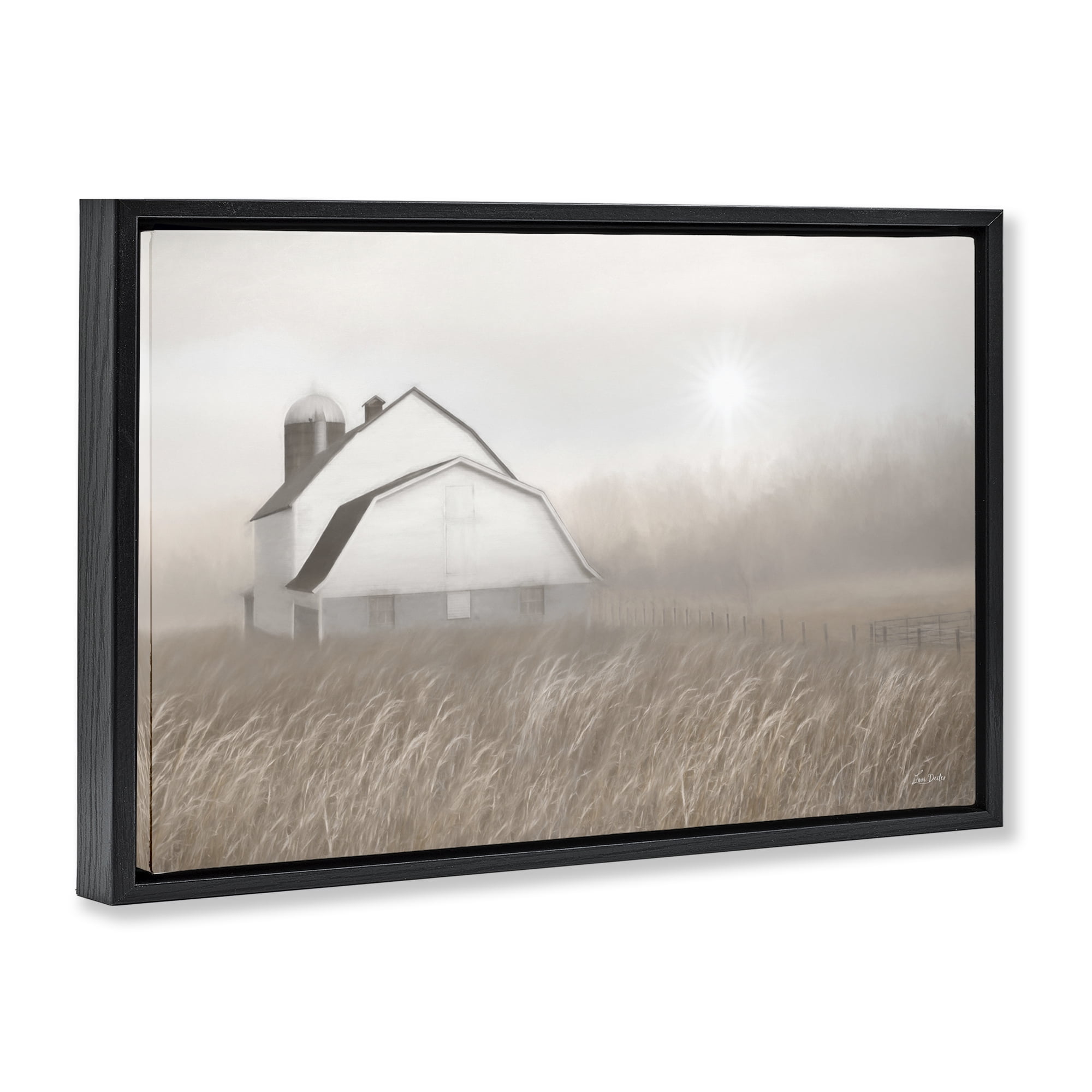Stupell Industries Windblown Farm Grasses Landscape & Nature Painting Black Floater Framed Canvas Art Print Wall Art, 25 x 17