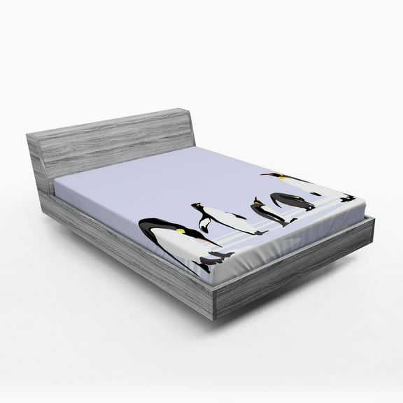 Ambesonne Animal Fitted Sheet, Polar Icy Land Winter, Full Size, Lilac Grey White