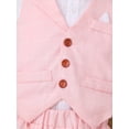 thumbnail image 5 of Miaeowve Baby Boys Classic Tuxedo Suits Kids 3pcs Formal Shorts Set Wedding Christening Pageant Pink 120, 5 of 7