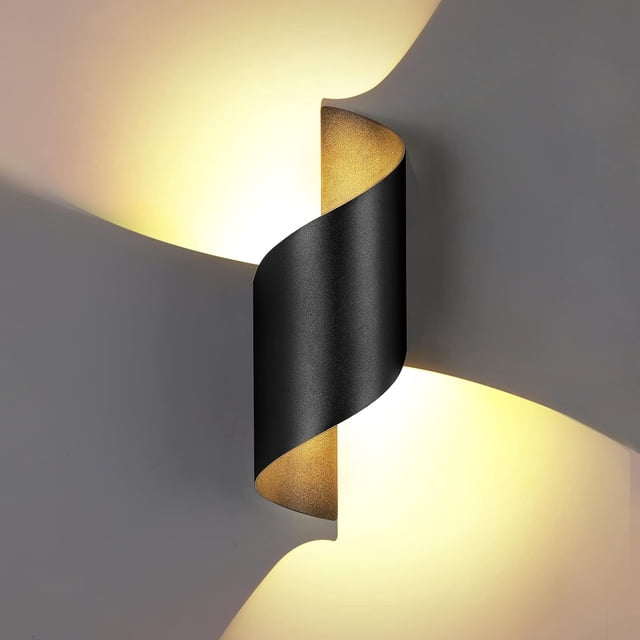 Aplique de pared moderno, iluminación de pared de metal, luz LED para exteriores de arriba a abajo, blanco cálido, resistente al agua, diseño de moda en espiral, eficiencia energética para uso en