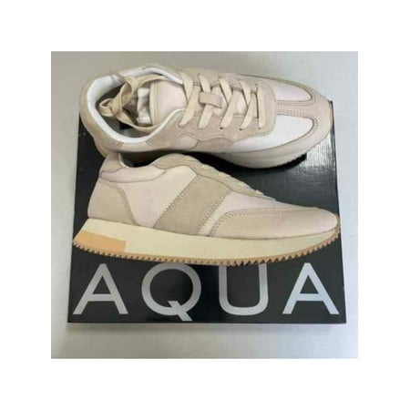 

AQUA Womens Beige 1 Platform Cushioned Train Round Toe Wedge Lace-Up Athletic Training Shoes 9 M