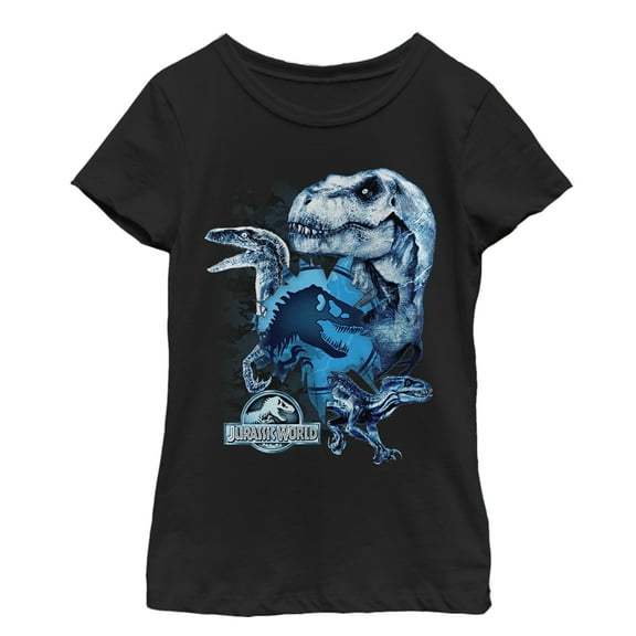 Girl's Jurassic World: Fallen Kingdom Dinosaur Frost  Graphic Tee Black Medium