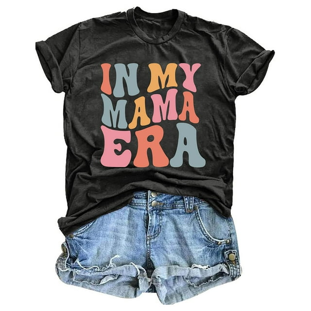 Camiseta informal de manga corta con cuello redondo y estampado para mujer - Poliéster ligero y spandex