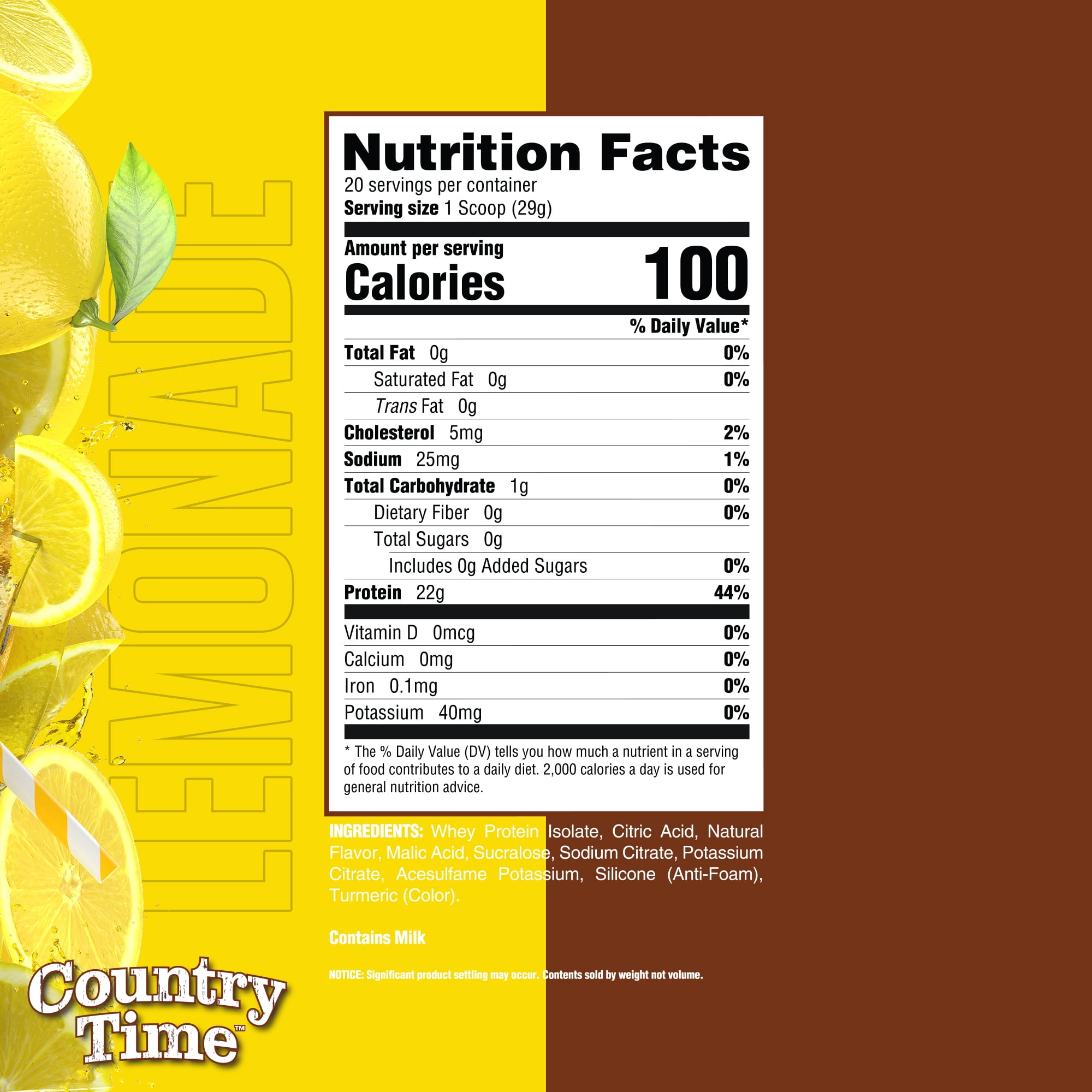 RYSE Clear Whey Isolate Protein Powder - Country Time Lemonade - 20 Servings Bag