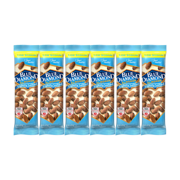 Snack Pack Blue Diamond Almonds, Lightly Salted, 1.5 oz, 6 Pack - Protein-Rich, Healthy Snack, Gluten-Free, Non-GMO, Perfect for On-the-Go, Vegan-Friendly, Keto-Friendly, Portable Snack