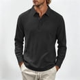 thumbnail image 3 of Hngshg Mens T-Shirts Big and Tall Comfy Button Up Collared Tops Long Sleeve Solid Color Pullover Tee Shirts, 3 of 7