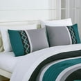 thumbnail image 3 of Chezmoi Collection Jaxson Bed in a Bag Full Size 7-Piece Comforter Set with Sheets Modern Pleated Stripe Embroidered Teal/Black/Gray Zigzag Lightweight All Season Bedding, 3 of 9