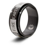 CritSuccess Elemental Dice Ring with 4 sided Earth, Fire, Air & Water Die Spinner (Size 16 - Stainless Steel - Black)